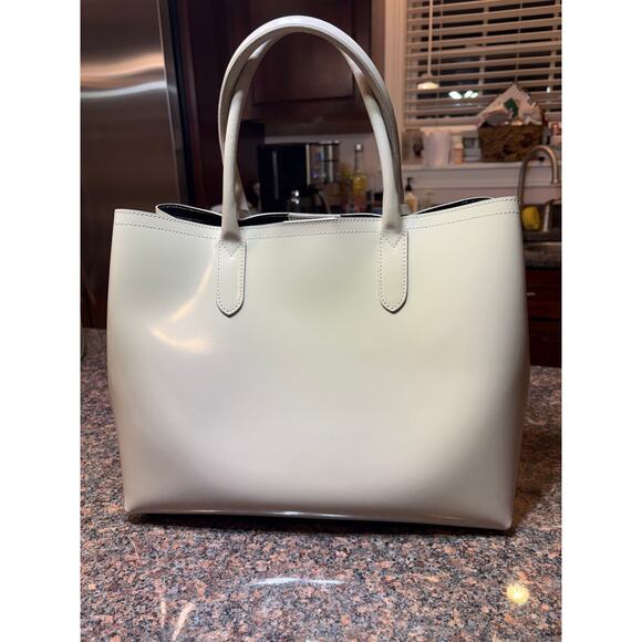 GIANNI NOTARO Cream Genuine Patent Leather Italian Handbag Tote - Picture 2 of 13